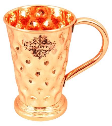 Drinkware Copper Big Diamond Design Mug - 450 ML, 1, Size: 5.5 X 3.5 (inches)