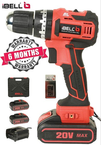 iBELL BM18-60 20V Brushless Impact Driver Drill (Cordless) with 2 Batteries, Charger, Case and Screw