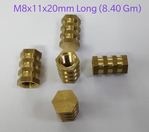 Brass Hex Inserts, Size: 5x8