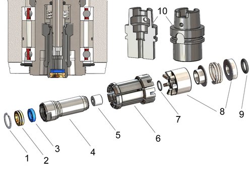HSK Spindle split collet, For Cnc Machine, Size: Standred