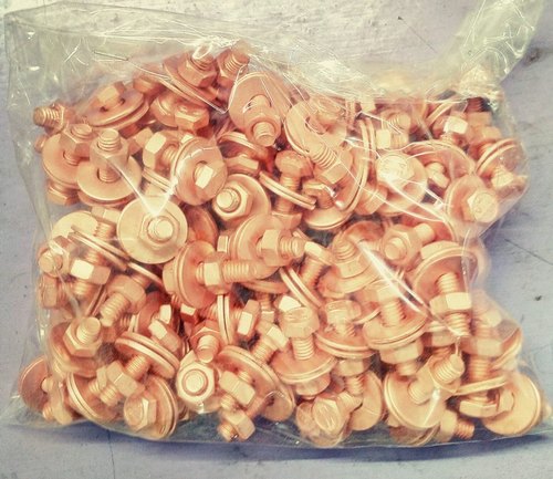 Golden Hexagonal Copper Hex Nut Bolt And Round Washer, For Hardware Fitting, Size: 1.5 Inch (bolt Length )
