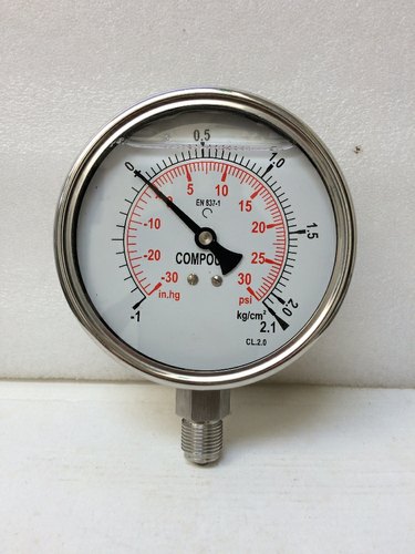 Analog Bottom Connection SS Compound Pressure Gauge, For Industrial