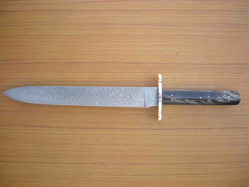 Round Handle Damascus Blank Knife