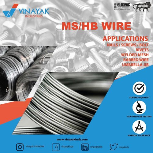 Vinayak Industries 8mm To 0.5 Mm Low Carbon Steel Wire Hb Wires Mild Steel Wire For Nails, For Industrial