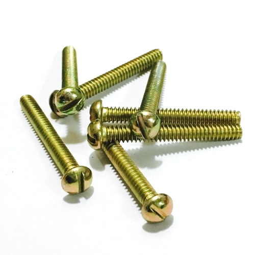 Round Yellow Zinc Plated Mild Steel Machine Screw, For Furniture