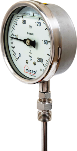 MICRO Micro Bottom / Back Entry Bimetallic Temperature Gauges, 100S-BT-S66-DB/BCDM