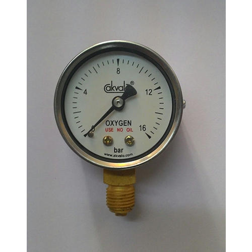 Body made from forged brass Bottom Connection Medical Device Oxygen Gauges