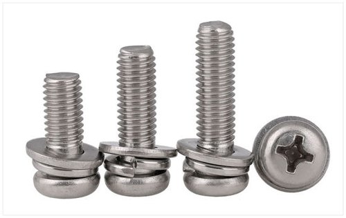 Sarvpar Stainless Steel and Mild Steel Pan head with washer machine screw, For Hardware Fitting, Size: M3-M8