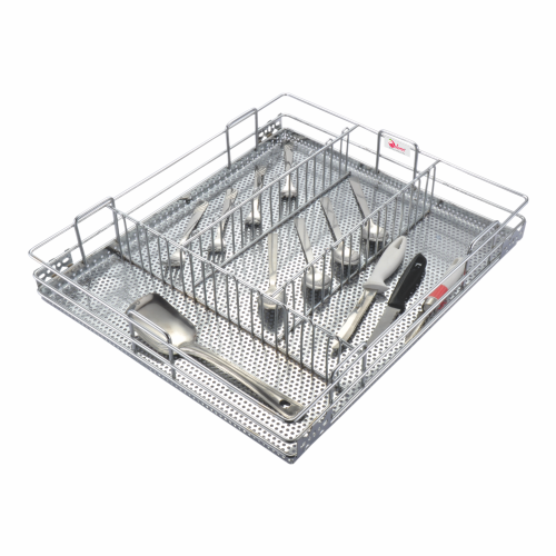 Stainless Steel Perforated Cutlery Basket, For Hotel/Restaurant