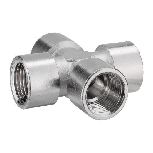 Silver MS Pipe Cross Connector for Pneumatic Connections, Size: 1 Inch