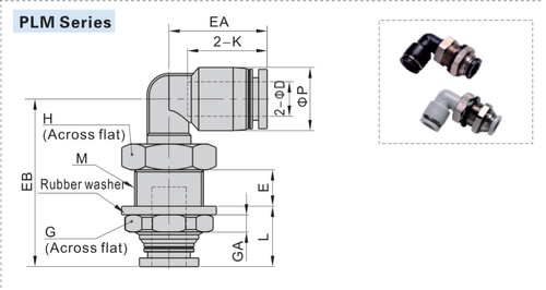 Bulk Head Male Elbow For Pneumatic Connections