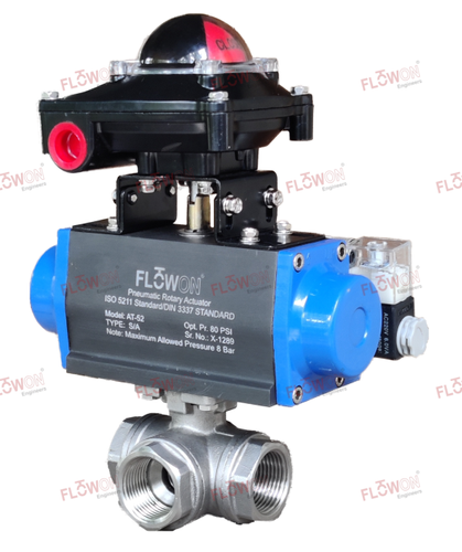 1000 Wog Water Pneumatic Actuated 3 Way Ball Valve, Model Name/Number: FNV-3BT-25, Size: 25 mm To 100 mm