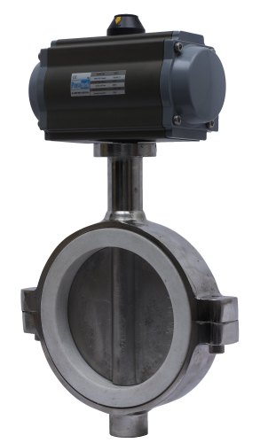 Pneumatic Actuated SS Body, SS Disc, PTFE Seat Butterfly Valve