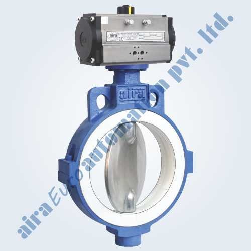 Pneumatic PTFE Sleeve Butterfly Valve