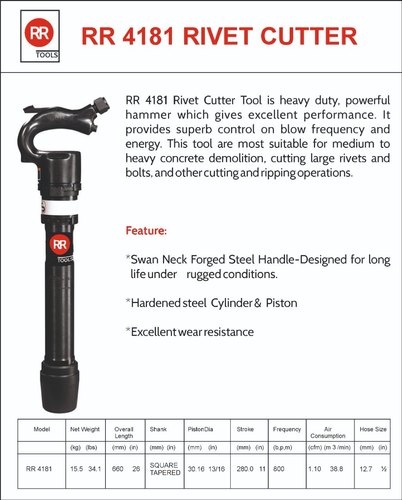 Pneumatic Rivet Cutter, Model Name/Number: RR 4282, Air Pressure: 50-100 PSI