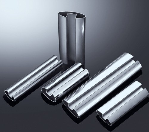 Polished Stainless Steel Oval / Round Slotted & Grooved Pipes