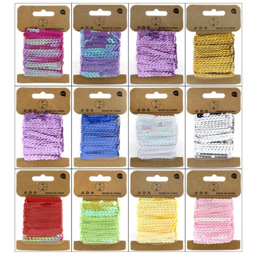 Justkraft Multicolor Sequin Ribbon & Nylon Rope Round Design For Decoration, Length: 5-10 M