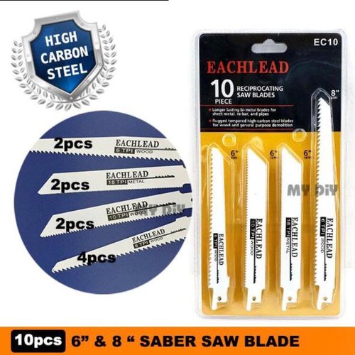 Eachlead High Carbon Steel Jigsaw And Reciprocating Saw Blades, For Industrial, Size/dimension: 6 & 8