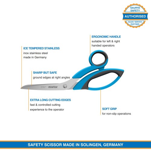 Safety Scissor with Right Angle Cutting Edge - Martor Secumax 564 by Saurya