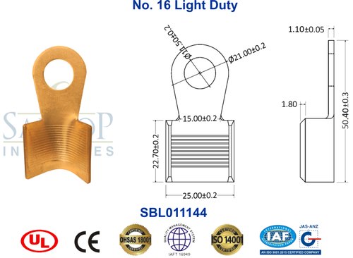 Brass Ring Type No.16 Light Duty Lug Terminal, For Automotive