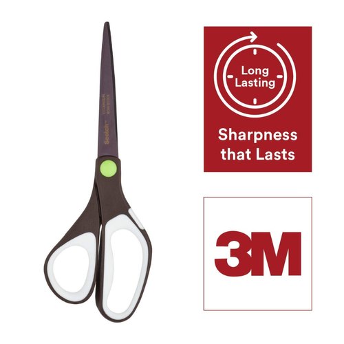 Scotch Precision Ultra Edge Non-Stick Scissor, 8-Inch, Brown with Assorted Accent Colors