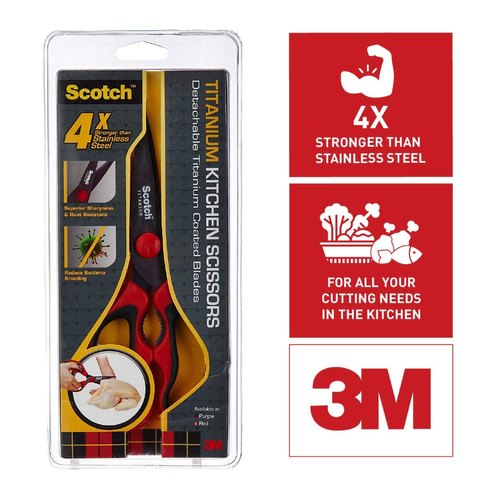 Scotch 3M Titanium Kitchen Scissor (Red)