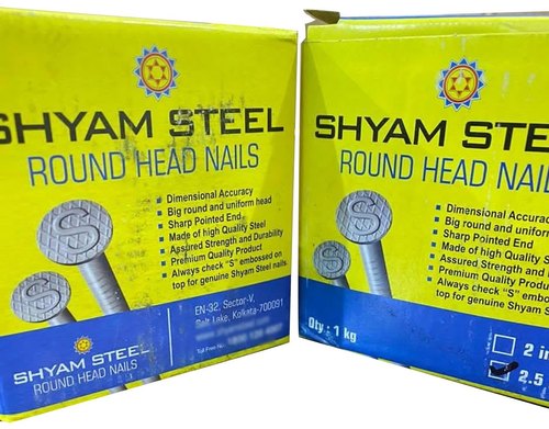 Galvanized Shyam Steel Round Nails, Packaging Size: 1 Kg, Size: 2, 2.5 Inches