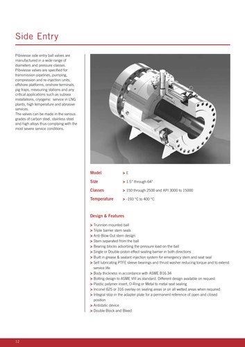 Side Entry & Top Entry Ball Valves