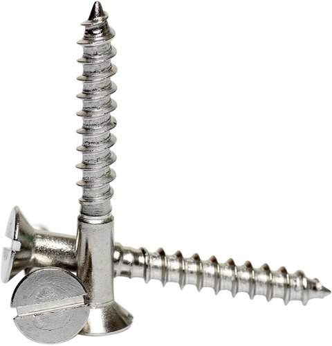 Round Stainless Steel Slotted Flat Head Screw, Size: 4inch