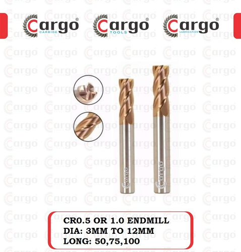 CARGOCARBIDE Solid Carbide Corner Radius End Mills, Number Of Flutes: 4F