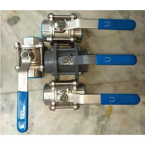 Cs & Ss Cast Steel AMBIT Make Three Piece Design Ball Valve, Size: 15 - 300 Mm