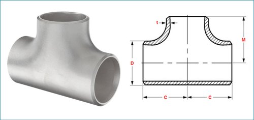 38 Buttweld SS 316L Seamless Tee, For Chemical Handling Pipe