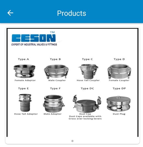 SS Cam Lock Fitting For Gas Pipe, Coupler