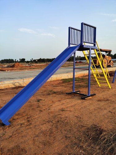Yellow, Blue SS (Base), FRP (Slide) Straight Kids Playground Slide, Age Group: 7-15 Years