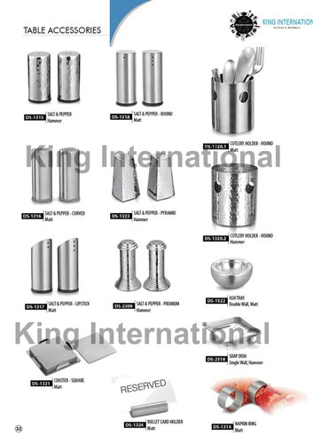 King International Silver STAINLESS STEEL TABLE ACCESSORIES, For Hotel/Restaurant, For Standard