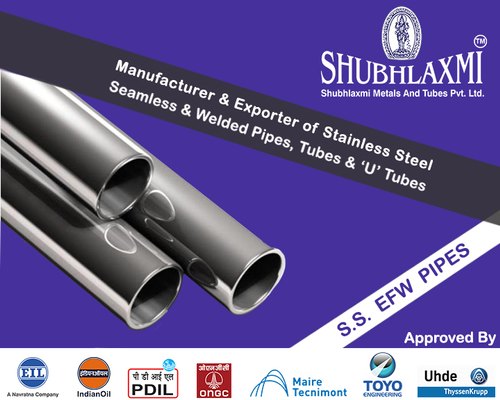 Shubhlaxmi Erw Stainless Steel EFW Pipe, Material Grade: SS304, Size: 3 inch
