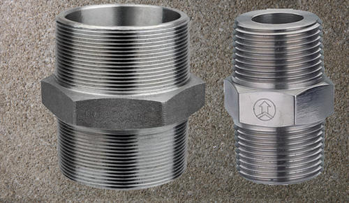 SKYLAND Silver Stainless Steel Hex Nipple, Size: 1/2 - 16 , for Pneumatic Connections