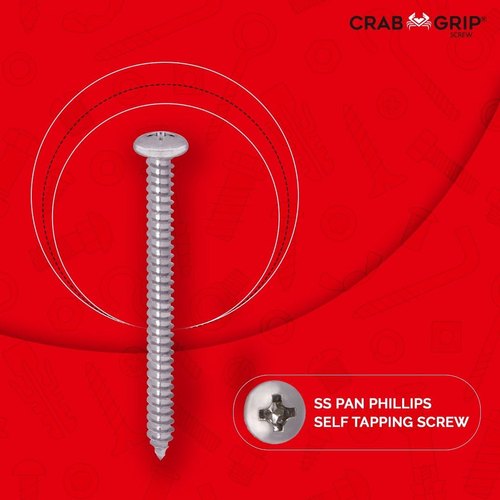 Galvanized Stainless Steel Pan Phillips Self Tapping Screw, For Hardware Fitting, Size: 5 Mm
