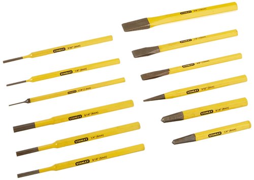 Stanley 16-299 12 Piece Pin Punches And Cold Chisel Set (Yellow And Black)