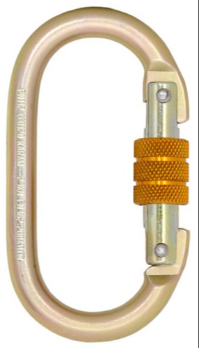 Golden Galavanized Steel Screw Lock Carabiner