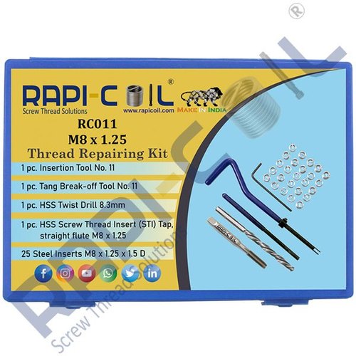 Rapi-Coil Stainless Steel Thread Repairing Helical Kit (Screw Thread Repairing) M8 X 1.25, For Industrial, Packaging: Box