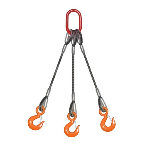 Three Leg Wire Rope Slings, Diameter: 8 - 50 mm