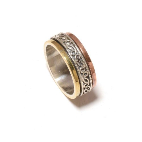 Three Metal Mens Spinning Band Ring