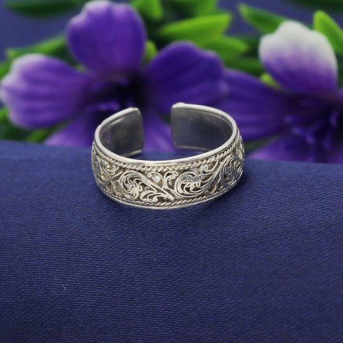 Silver Tibetan filigree open band ring