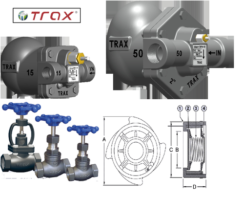 Cast Iron, S.s 304 TRAX Globe Steam Stop Valve & Ball Float Steam Trap