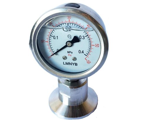1.5 inch / 40 mm Tri Clover Mounted Sanitary Pressure Gauge, 0 to 25 bar(0 to 400 psi), 0-100 Psi