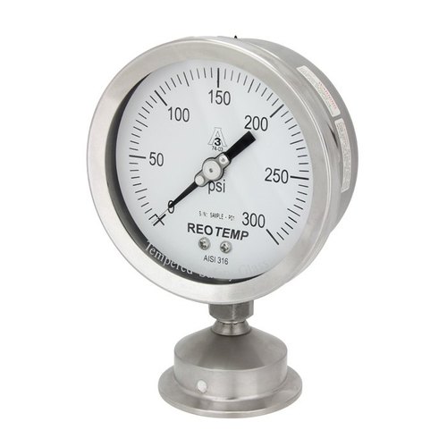 TRI Clover Mounted Sanitary Pressure Gauge, For Industrial, -1 To 0, 0-1 To 0-40 Bar