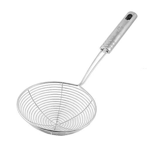 Tuelip Stainless Steel Deep Fry Oil Strainer, Jhara for Kitchen with Stainless Steel Handle
