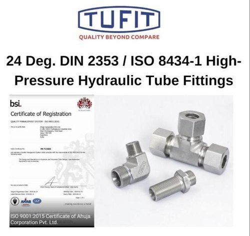 Male Tufit Swivel Run Tee With Connector, For Hydraulic Fittings