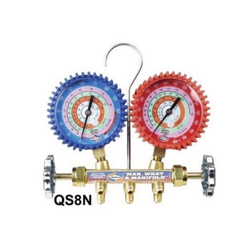 Medium Pressure Uniweld QS8N3SM-5 Brass Manifold 2-Valve Gauge, For Air, Size: 80